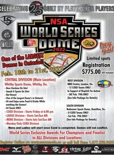 2022 NSA Canada Dome World Series – 3 Cities, 3 Venues!