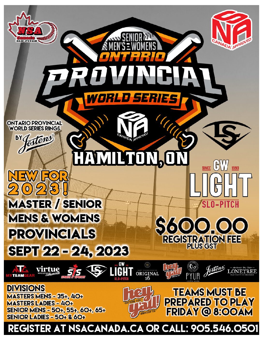 2023 NSA Canada – Ontario Senior Provincial Championships – Sept.22-24, 2023