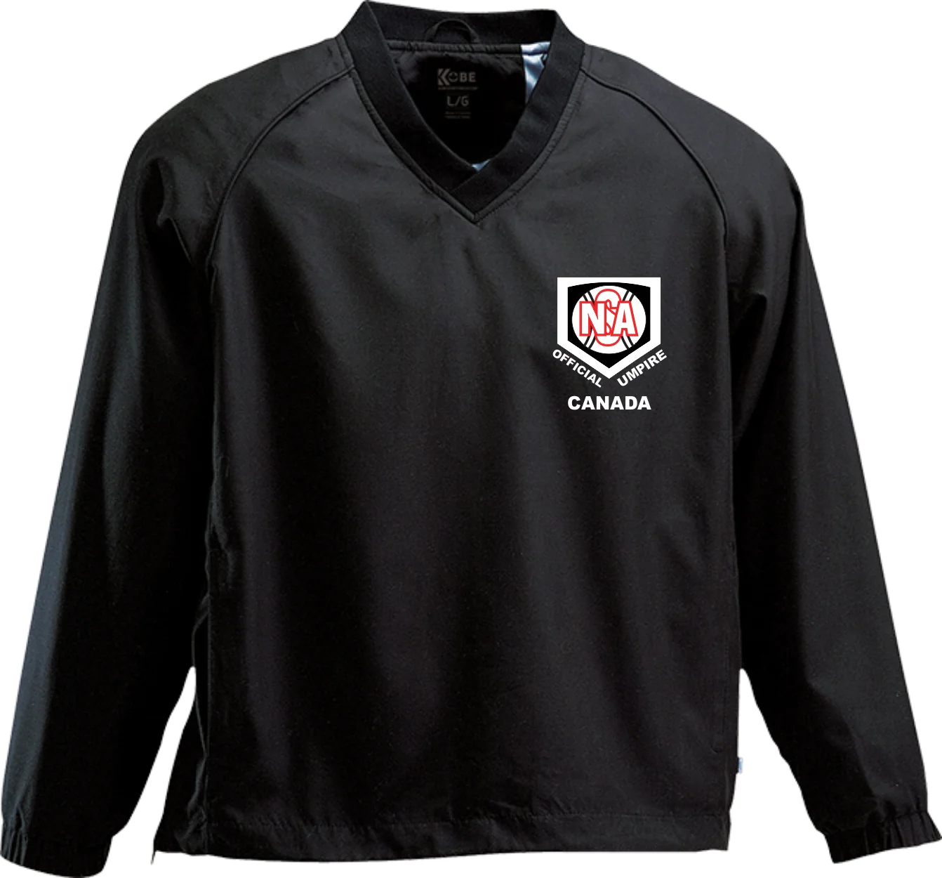NSA Canada Umpire V Neck Wind Jacket- KOBE- Black - NSA Canada