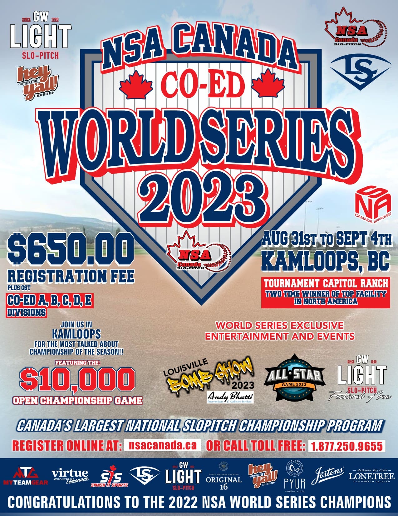 2023 NSA Canada World Series COED Championships Aug.31Sept.04, 2023